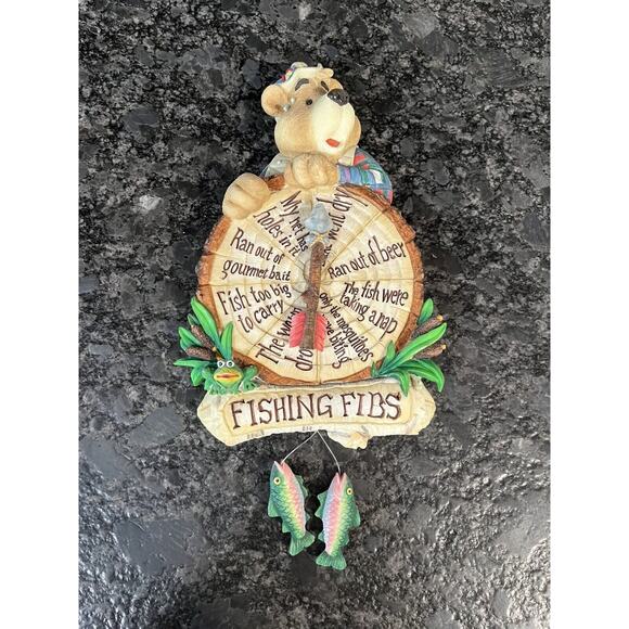 Enesco Moose Creek Crossing “Fishing Fibs” 2001 Wall Plaque #101177 - Picture 2 of 6